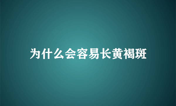 为什么会容易长黄褐斑