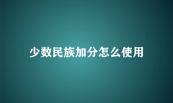 少数民族加分怎么使用