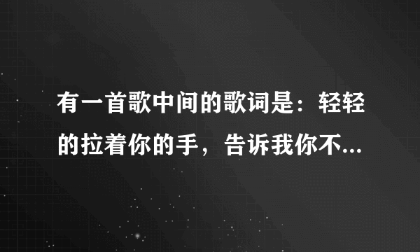 有一首歌中间的歌词是：轻轻的拉着你的手，告诉我你不再孤单。请问一下这首歌叫什么名？？