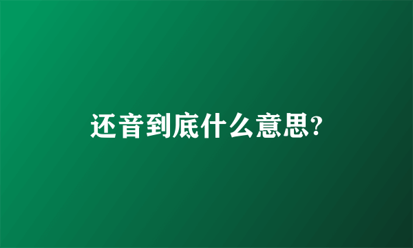 还音到底什么意思?