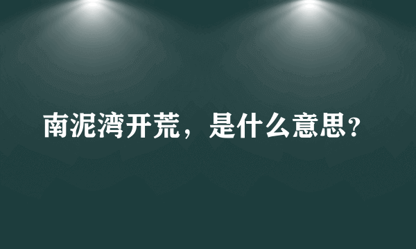 南泥湾开荒，是什么意思？