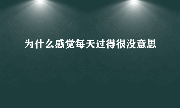 为什么感觉每天过得很没意思