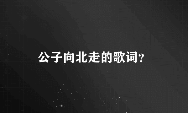 公子向北走的歌词？