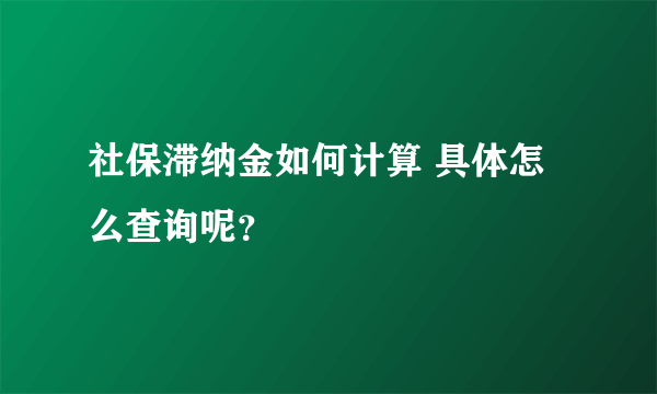 社保滞纳金如何计算 具体怎么查询呢？