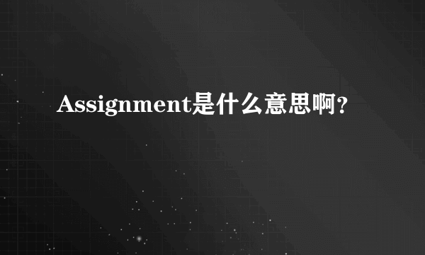 Assignment是什么意思啊？