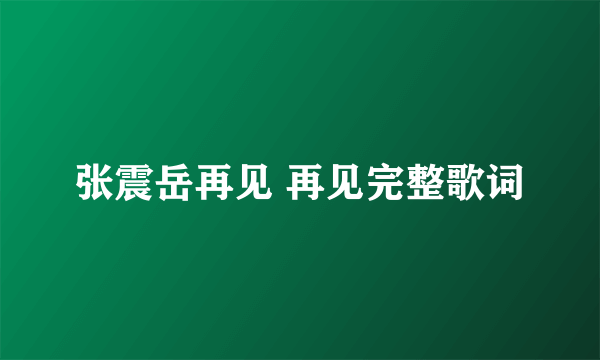 张震岳再见 再见完整歌词