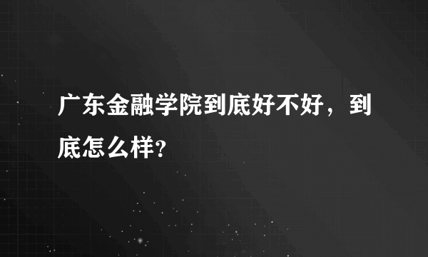 广东金融学院到底好不好，到底怎么样？