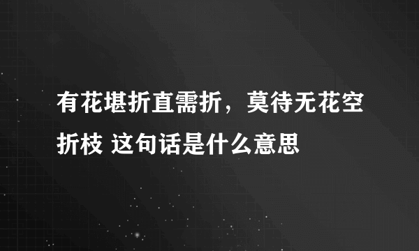 有花堪折直需折，莫待无花空折枝 这句话是什么意思