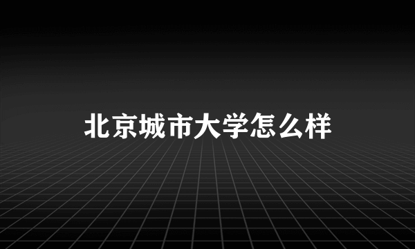 北京城市大学怎么样