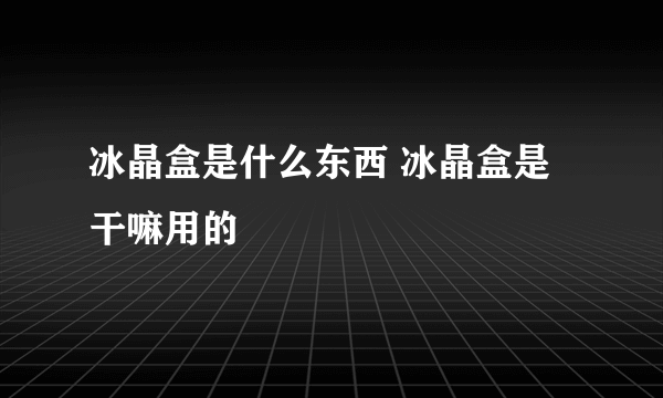 冰晶盒是什么东西 冰晶盒是干嘛用的