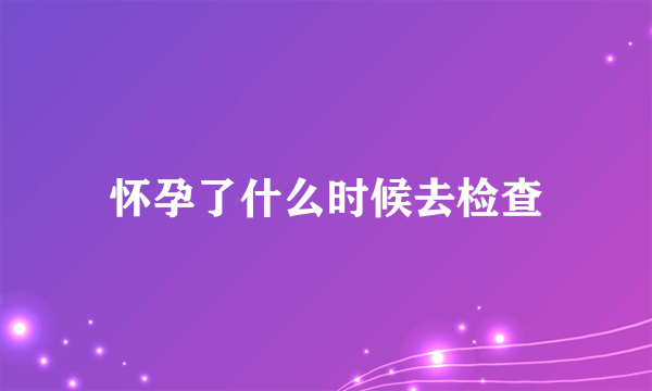 怀孕了什么时候去检查