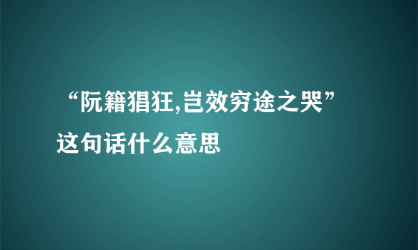 “阮籍猖狂,岂效穷途之哭”这句话什么意思