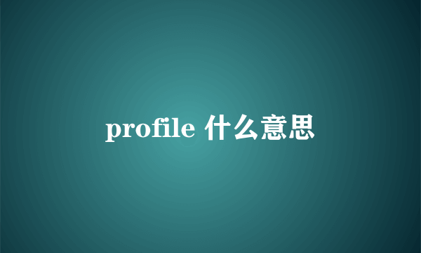 profile 什么意思