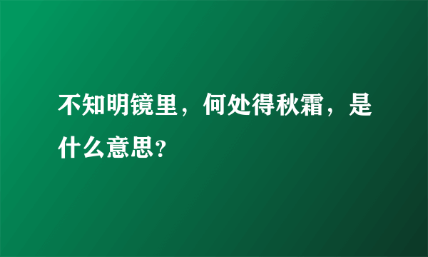 不知明镜里，何处得秋霜，是什么意思？