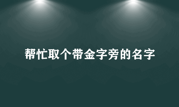 帮忙取个带金字旁的名字