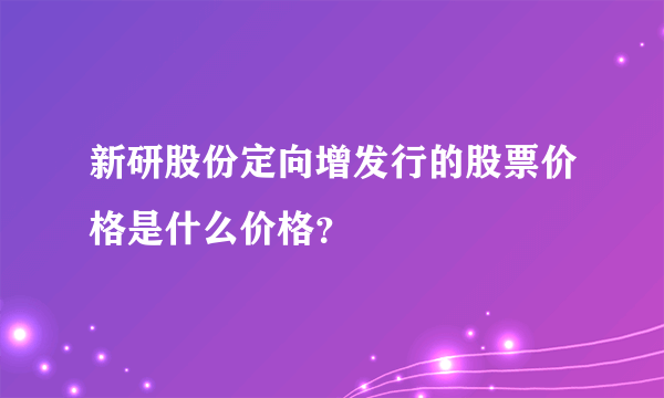 新研股份定向增发行的股票价格是什么价格？