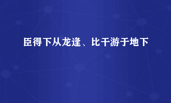 臣得下从龙逢、比干游于地下