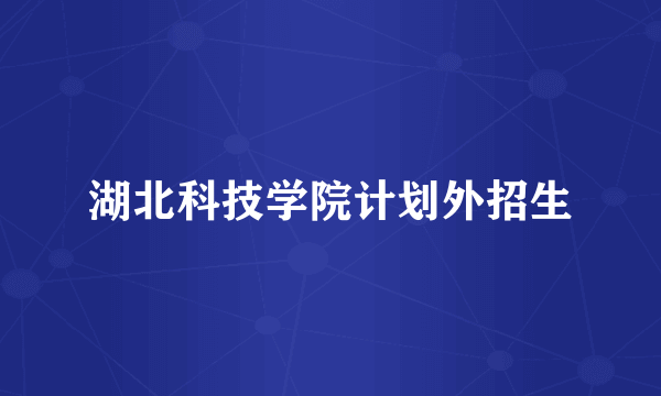 湖北科技学院计划外招生