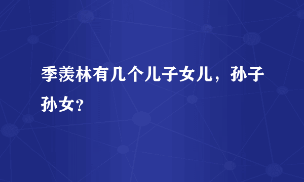 季羡林有几个儿子女儿，孙子孙女？