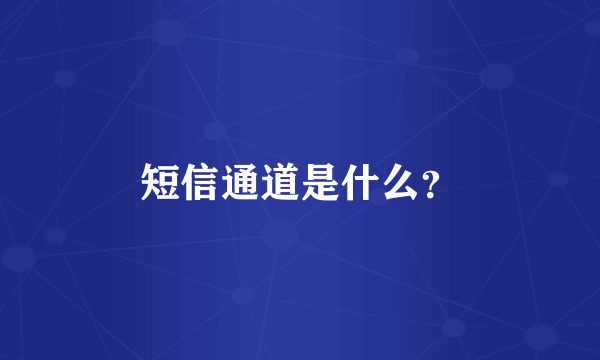 短信通道是什么？