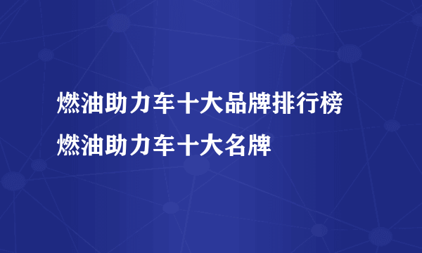 燃油助力车十大品牌排行榜 燃油助力车十大名牌