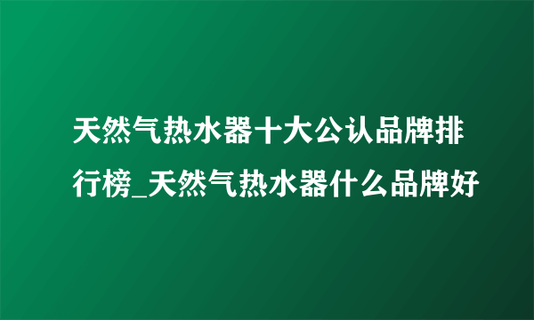 天然气热水器十大公认品牌排行榜_天然气热水器什么品牌好