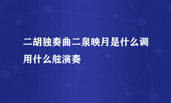 二胡独奏曲二泉映月是什么调用什么舷演奏