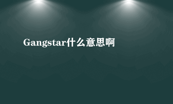 Gangstar什么意思啊