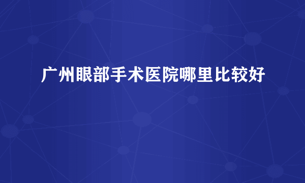 广州眼部手术医院哪里比较好