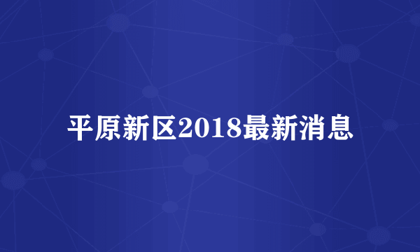 平原新区2018最新消息