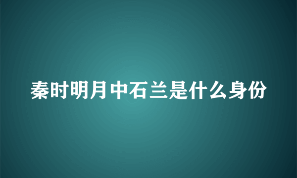 秦时明月中石兰是什么身份