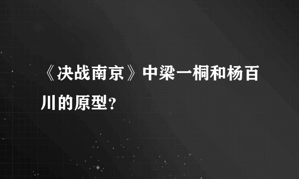 《决战南京》中梁一桐和杨百川的原型？