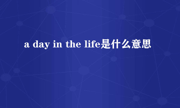 a day in the life是什么意思