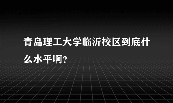 青岛理工大学临沂校区到底什么水平啊？