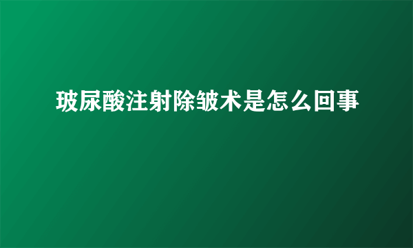 玻尿酸注射除皱术是怎么回事