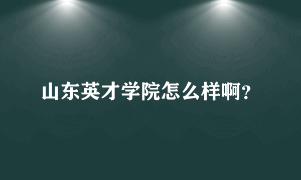 山东英才学院怎么样啊？