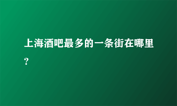 上海酒吧最多的一条街在哪里？