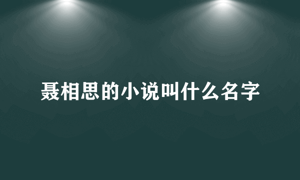 聂相思的小说叫什么名字