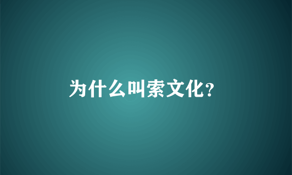 为什么叫索文化？