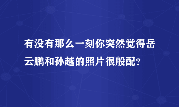 有没有那么一刻你突然觉得岳云鹏和孙越的照片很般配？