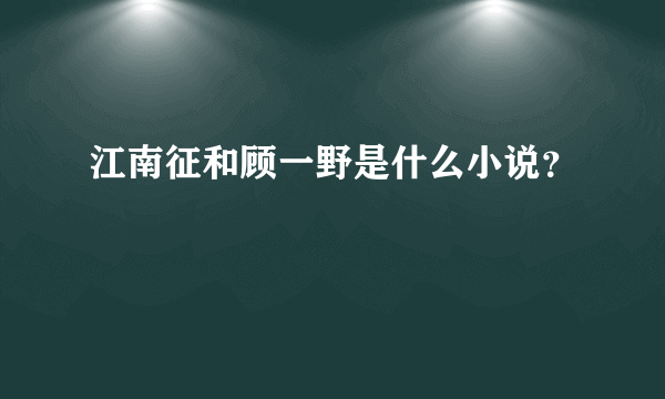 江南征和顾一野是什么小说？