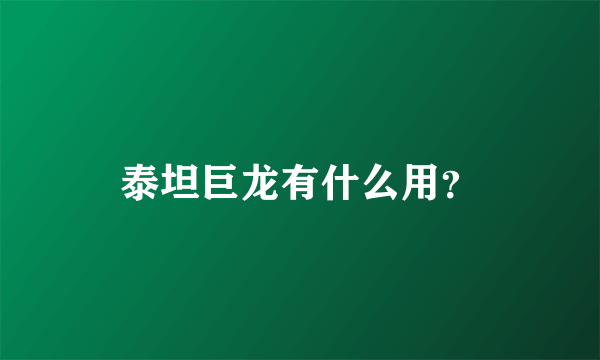 泰坦巨龙有什么用？