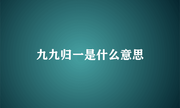 九九归一是什么意思