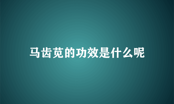 马齿苋的功效是什么呢