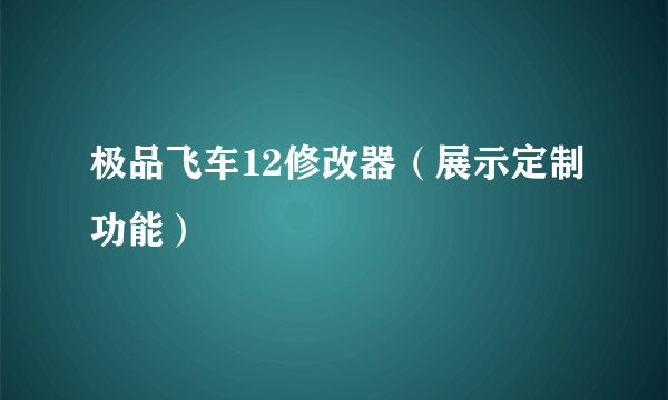 极品飞车12修改器（展示定制功能）