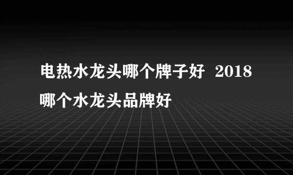 电热水龙头哪个牌子好  2018哪个水龙头品牌好