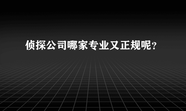 侦探公司哪家专业又正规呢？