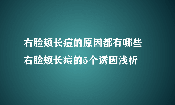 右脸颊长痘的原因都有哪些 右脸颊长痘的5个诱因浅析