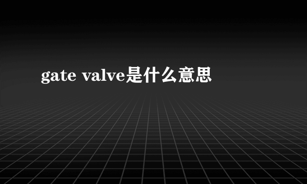 gate valve是什么意思