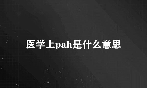 医学上pah是什么意思